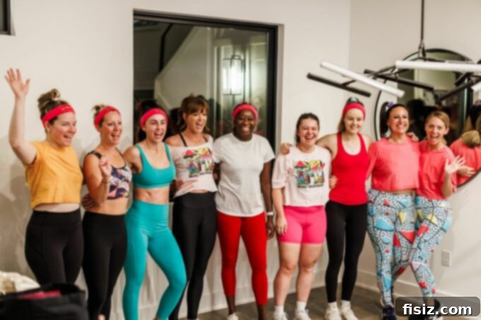 Women enjoying a fun and energetic 90s dance cardio class