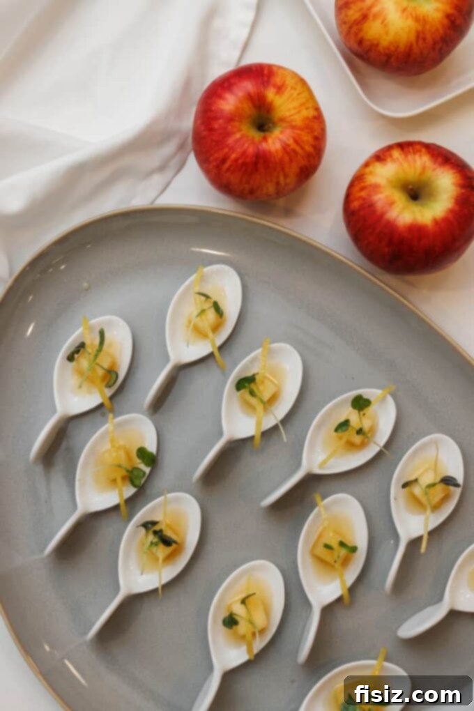 Sous vide apple amuse bouche, a delicate start to an Envy Apple-themed meal