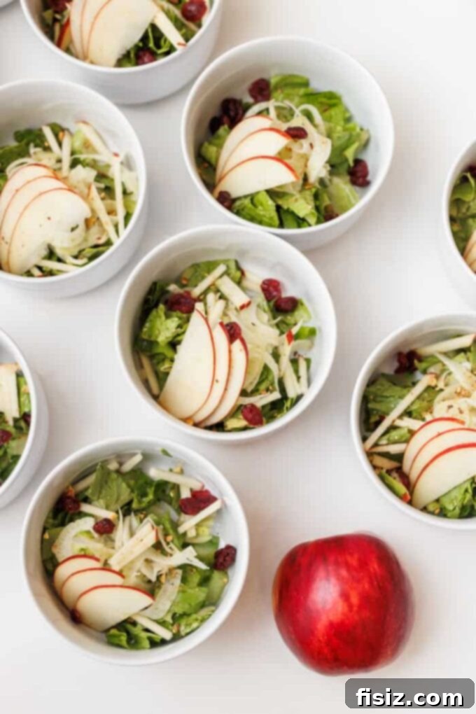Fresh and vibrant apple salad, part of a five-course lunch showcasing Envy Apples