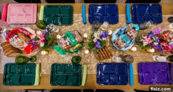 Colorful rainbow-themed breakfast spread featuring Dave's Killer Bread French toast