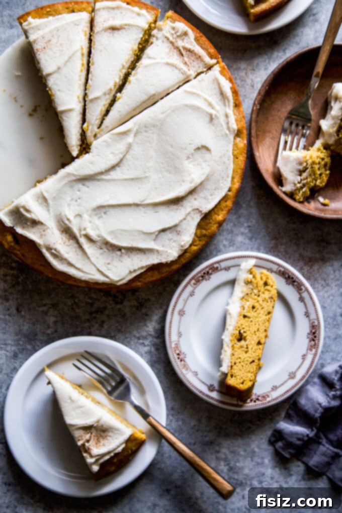 Spiced Pumpkin Banana Cake with Maple Buttercream 7 Slice of Pumpkin Banana Cake with Maple Frosting, showing moist interior