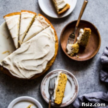 Spiced Pumpkin Banana Cake with Maple Buttercream 9 Pumpkin Banana Cake with Maple Frosting ready to serve