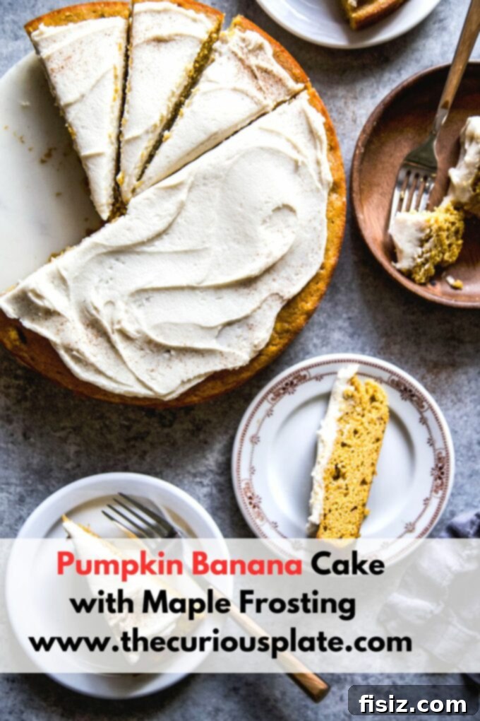 Spiced Pumpkin Banana Cake with Maple Buttercream 10 Beautifully frosted Pumpkin Banana Cake slice