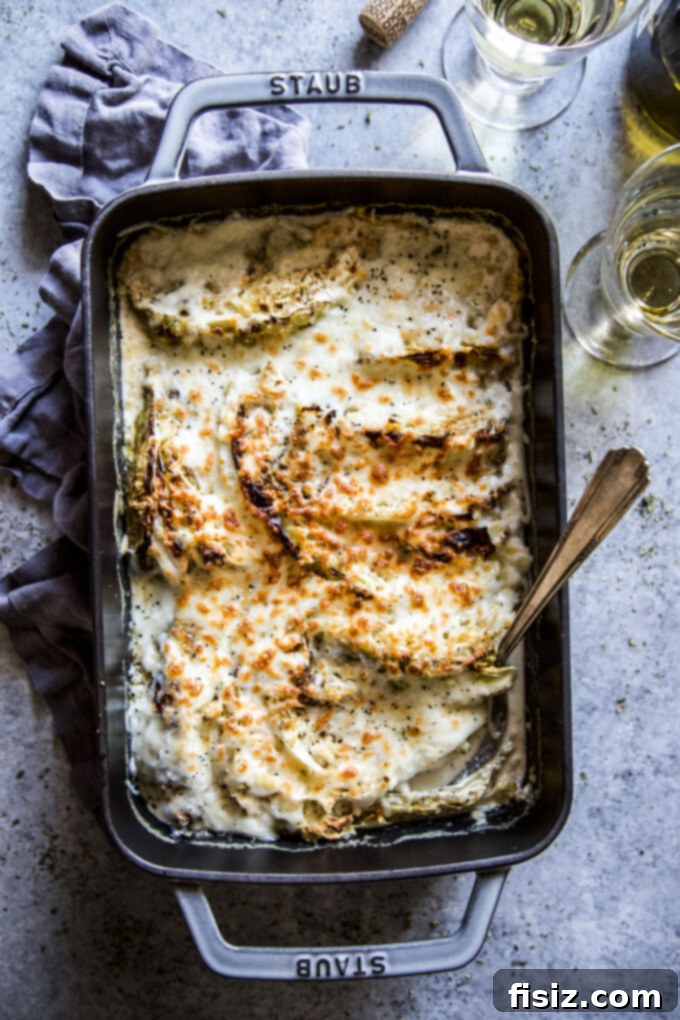 Golden Baked Cabbage Gratin 2 Crispy Cabbage Gratin Casserole www.thecuriousplate.com