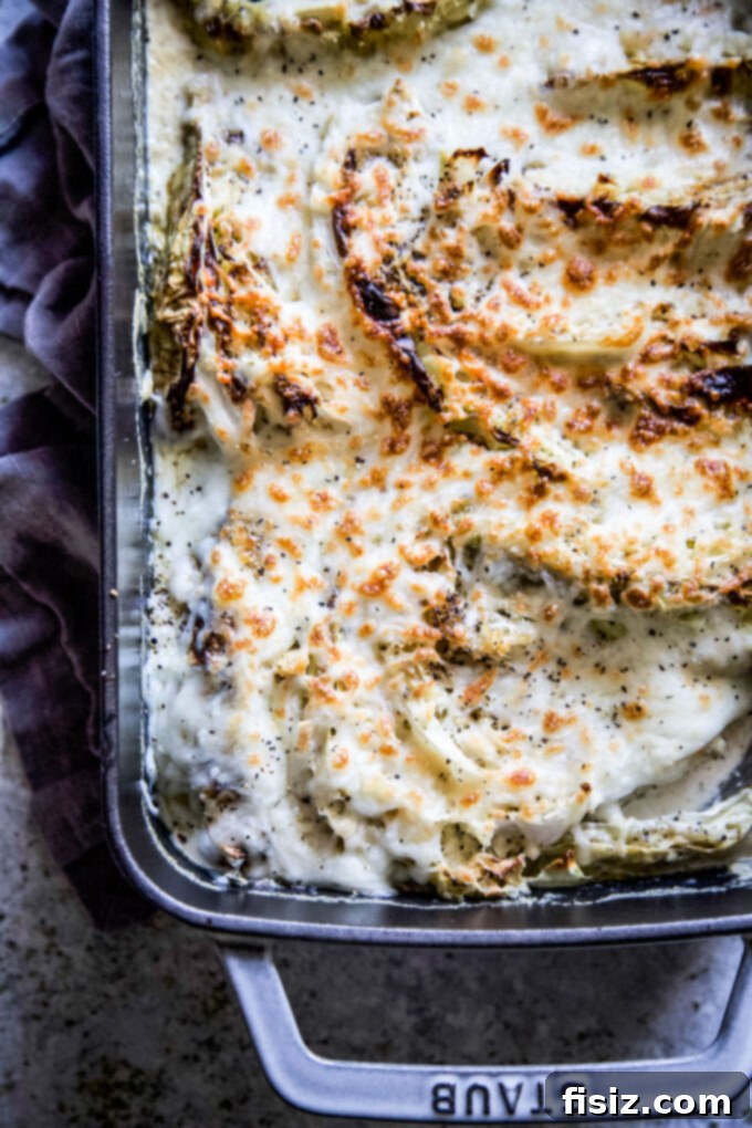 Golden Baked Cabbage Gratin 8 Crispy Cabbage Gratin Casserole www.thecuriousplate.com