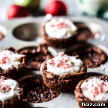 Chocolate Cookie Cups with Whipped Peppermint Cream, a festive holiday treat