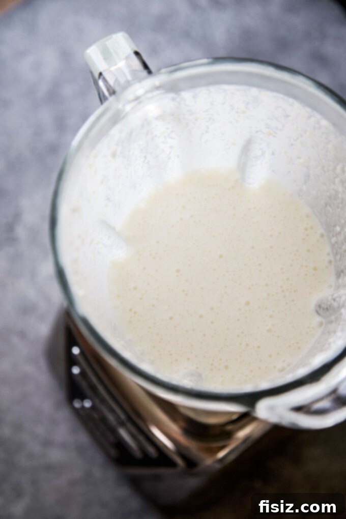 Effortless Creamy Cottage Cheese Alfredo 6 Blended ingredients creating the base for the cottage cheese alfredo sauce