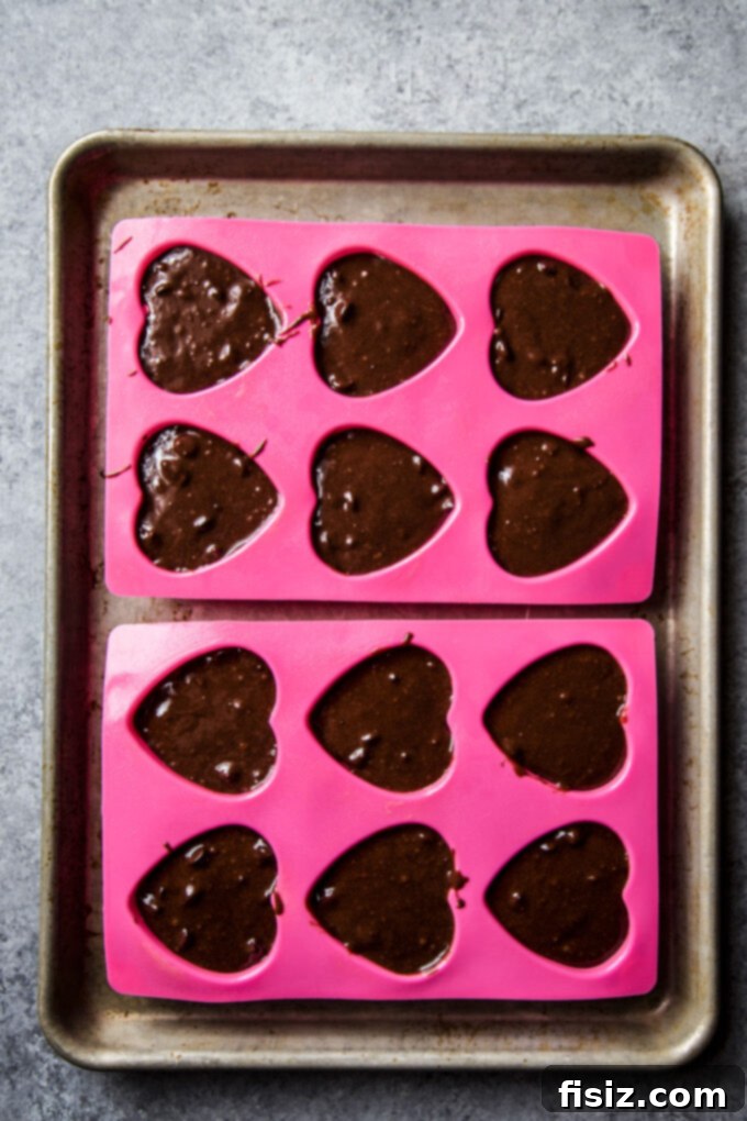 Sweetheart Brookies 7 brownie batter covering the chocolate chips and m&ms