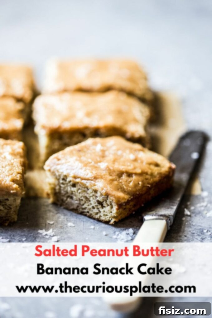 Sweet Salty Peanut Butter Banana Bliss Cake 9 banana snack cake www.thecuriousplate.com