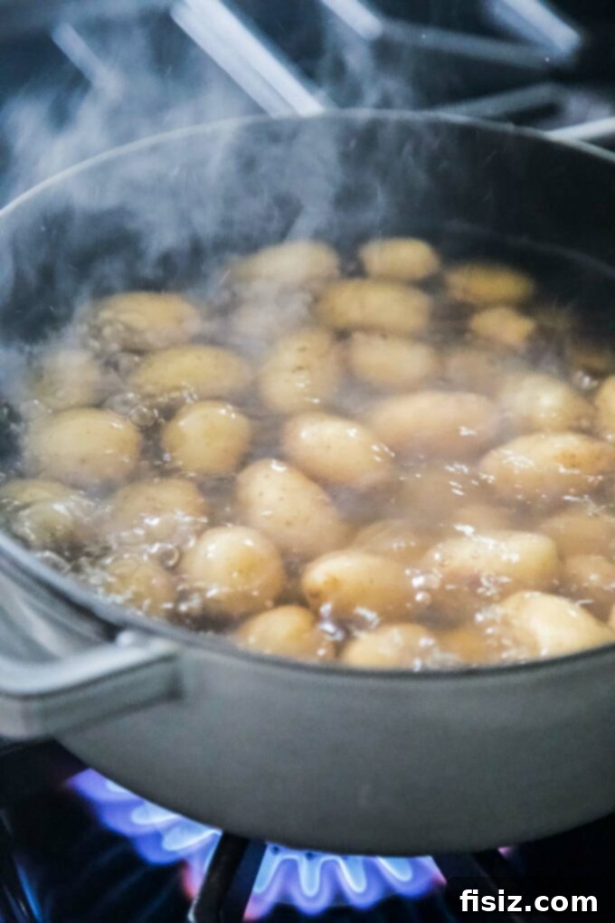 potatoes in a pot boiling