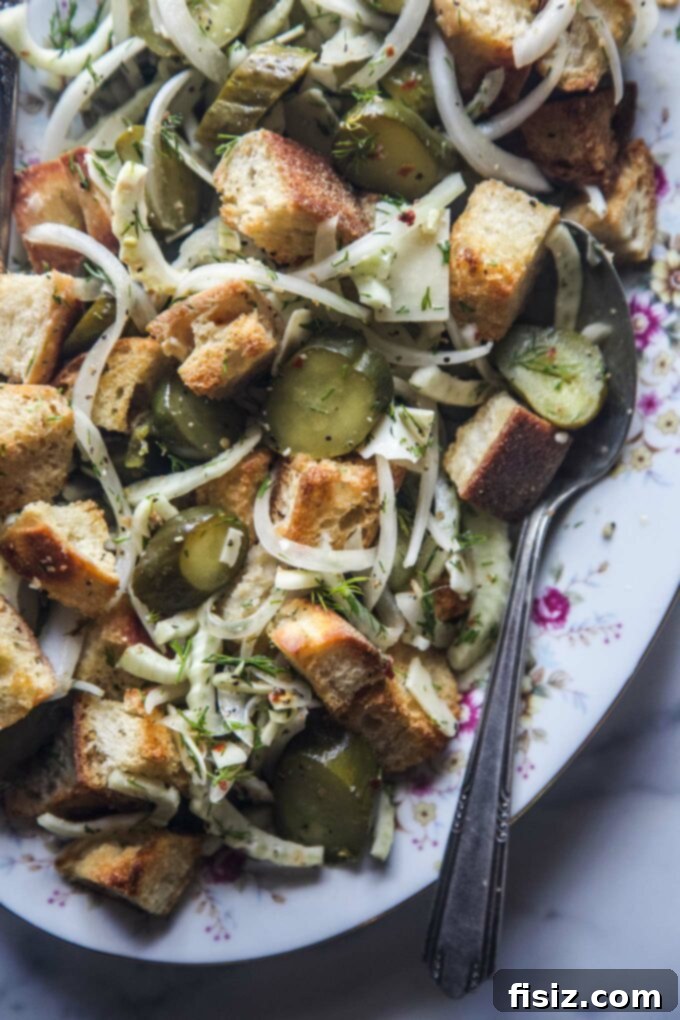 Zesty Pickle Panzanella 7 The finished Pickle Panzanella Salad presented beautifully for serving
