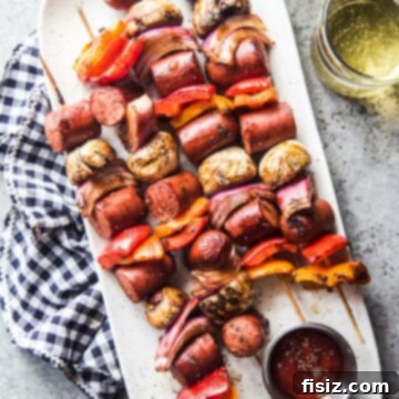 Loaded hot dog skewers.