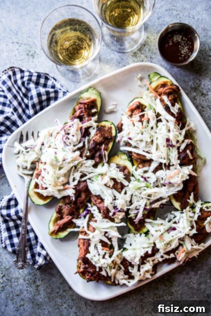 Zucchini Boats with BBQ Pulled Pork 2 BBQ Pulled Pork Stuffed Zucchini