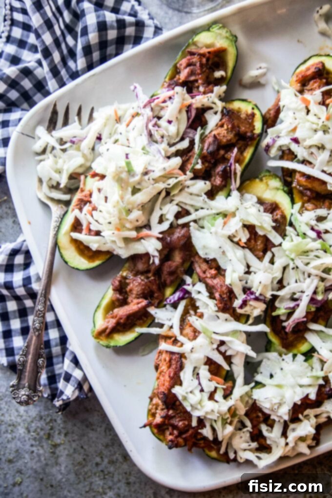 Zucchini Boats with BBQ Pulled Pork 8 BBQ Pulled Pork Stuffed Zucchini