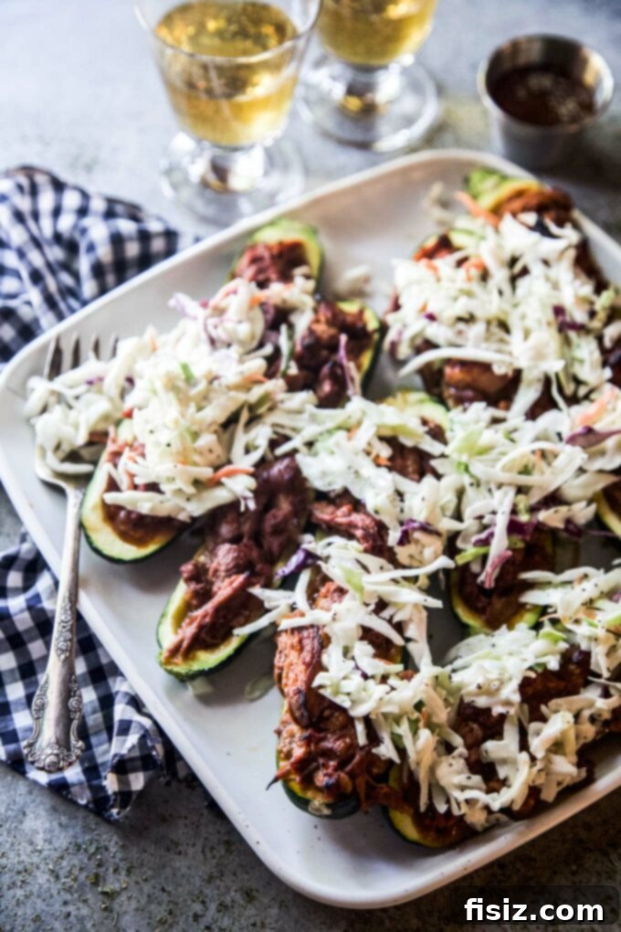 Zucchini Boats with BBQ Pulled Pork 9 BBQ Pulled Pork Stuffed Zucchini