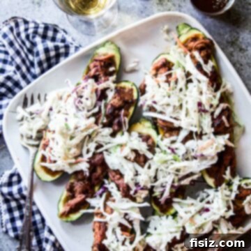 BBQ Pulled Pork Stuffed Zucchini