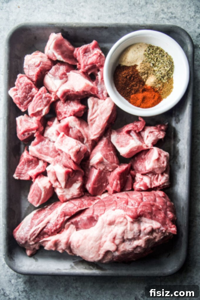 Tender Slow Cooker Tex-Mex Lamb Tortilla Soup 4 Raw American lamb shoulder seasoned with spices on a baking sheet