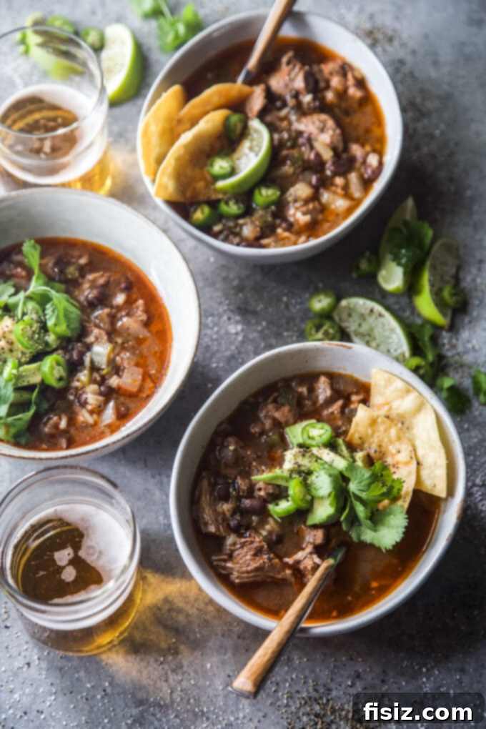 Tender Slow Cooker Tex-Mex Lamb Tortilla Soup 8 Close-up of a spoon scooping a portion of Slow Cooker American Lamb Shoulder Tex-Mex Tortilla Soup