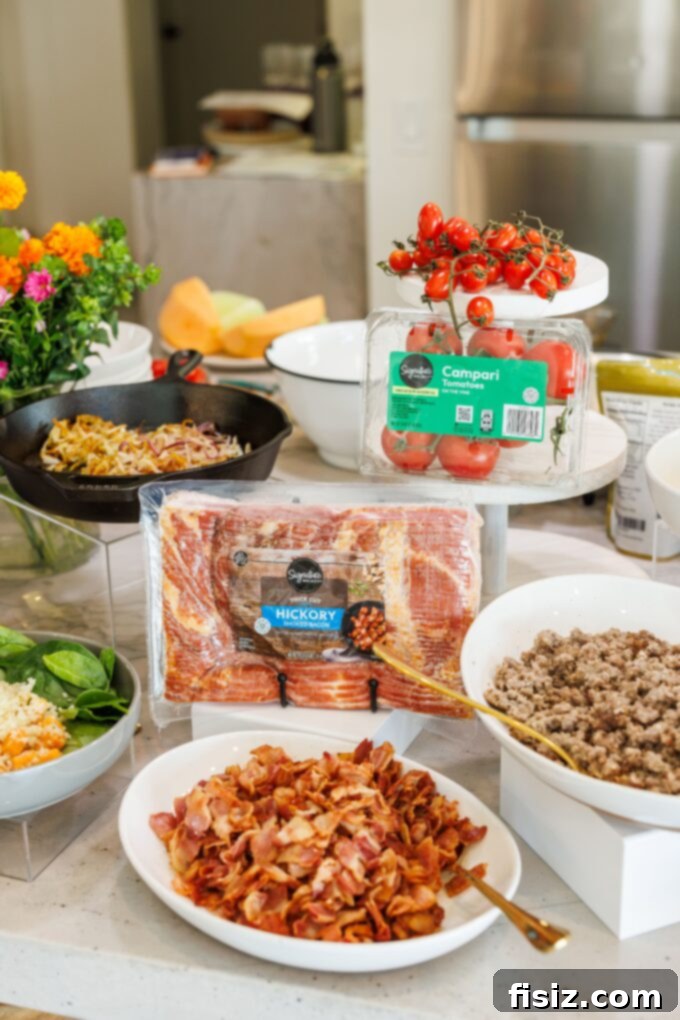 Five Keys to Stress-Free Holiday Hosting 11 Guests assembling their own breakfast bowls with Signature Select products