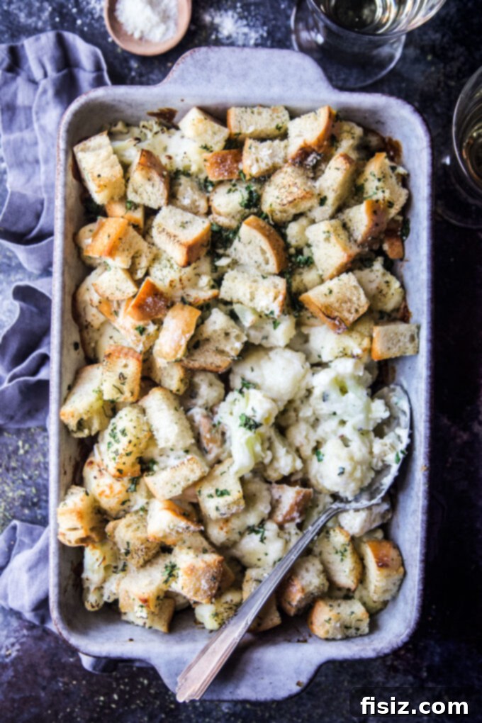 Garlic Bread Crusted Cheesy Cauliflower Bake 2 Cheesy Cauliflower Casserole with Garlic Bread Crust