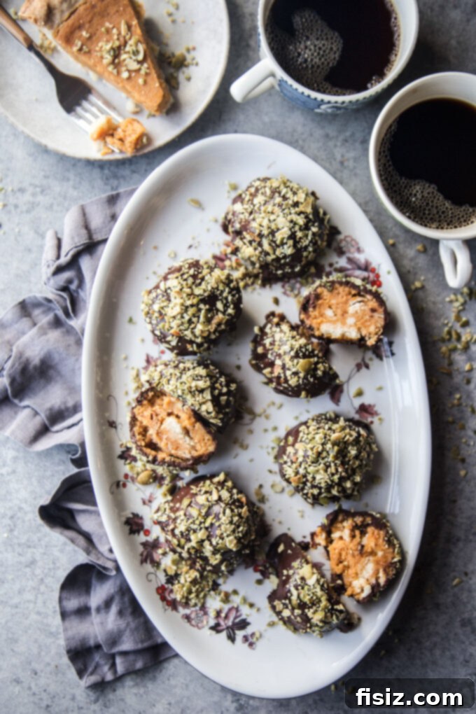 Pumpkin Pie Energy Bites with Toasted Pepitas 2 Delightful Leftover Pumpkin Pie Bites with Crunchy Pepitas Topping