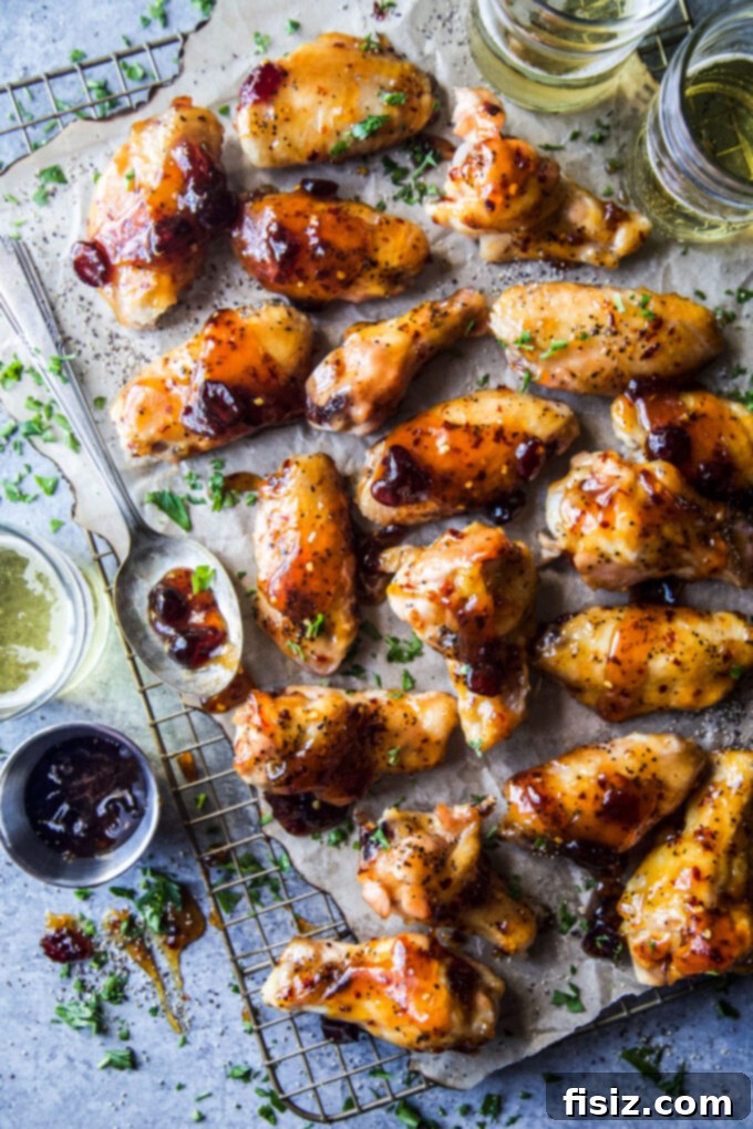 Tangy Cranberry Mustard Baked Wings 2 Crispy Oven-Baked Spiced Cranberry & Mustard Glazed Chicken Wings