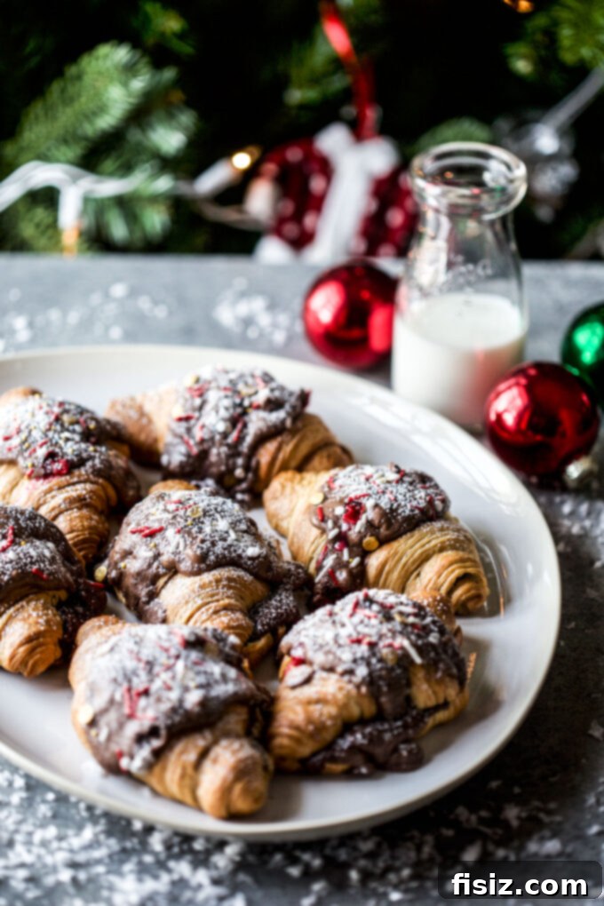 Chocolate Mint Croissant Bliss 7 Freshly baked Peppermint Brownie Batter Croissants arranged artfully.