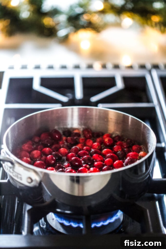 Holiday Baked Salmon with Tangy Cranberry Pistachio Crunch 4 pickled cranberry in a sauce pan