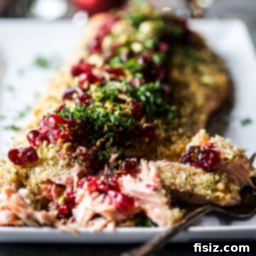 Christmas Baked Salmon with Pickled Cranberries & Pistachios