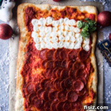 Stocking shaped pepperoni pizza recipe card image