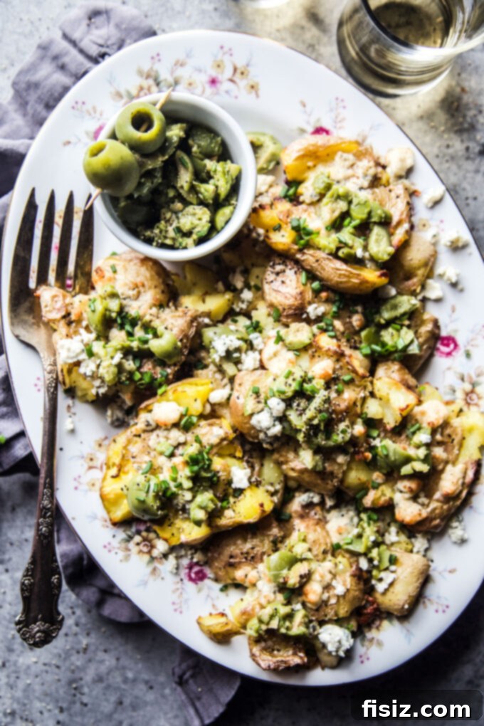 Dirty Martini Smashed Potatoes