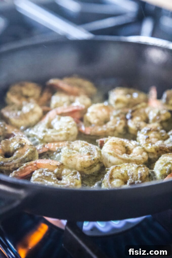 Caribbean Spiced Shrimp with Toasted Coconut and Spiced Peanuts 7 shrimp in a skillet