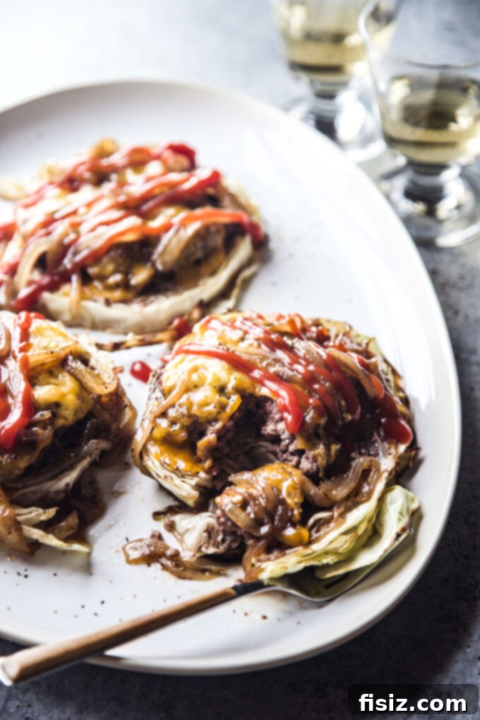 One Pan Cabbage Burgers 8 Sheet Pan Cabbage Burgers with various toppings