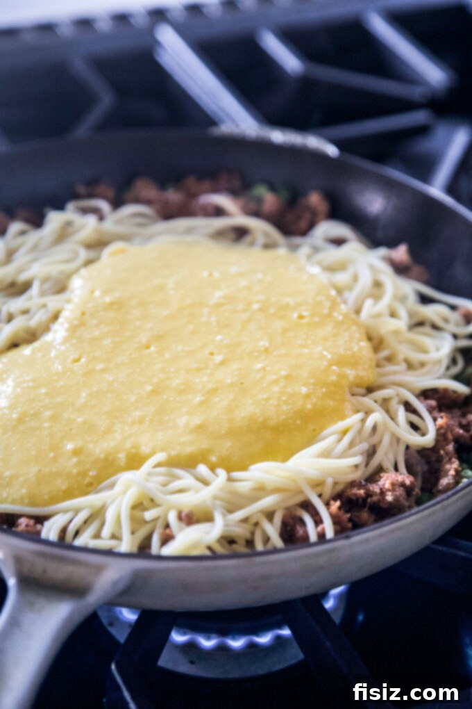 Smoky Chorizo Carbonara 6 chorizo carbonara in a skillet