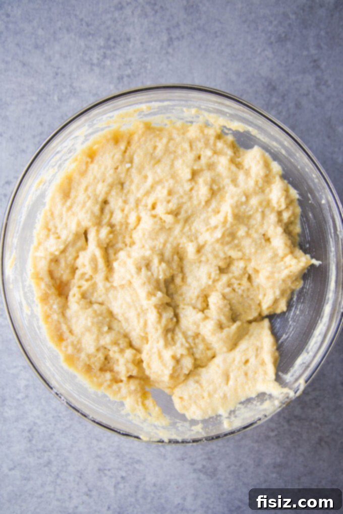Strawberry Cardamom Protein Cake 6 cake batter in a bowl, smooth and ready to pour
