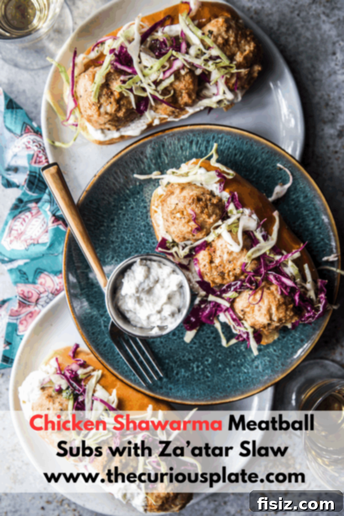 Spiced Shawarma Chicken Meatball Subs with Tangy Za'atar Slaw 10 A final shot of the Chicken Shawarma Meatball Subs, emphasizing their deliciousness and readiness to be enjoyed.