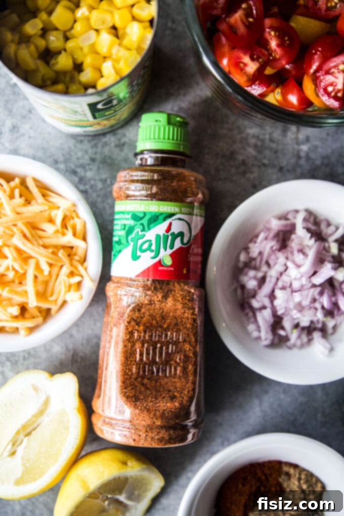 Savory Tomato Tarts 5 Bowl of Tajin spice mixture with cumin and chipotle powder for seasoning.
