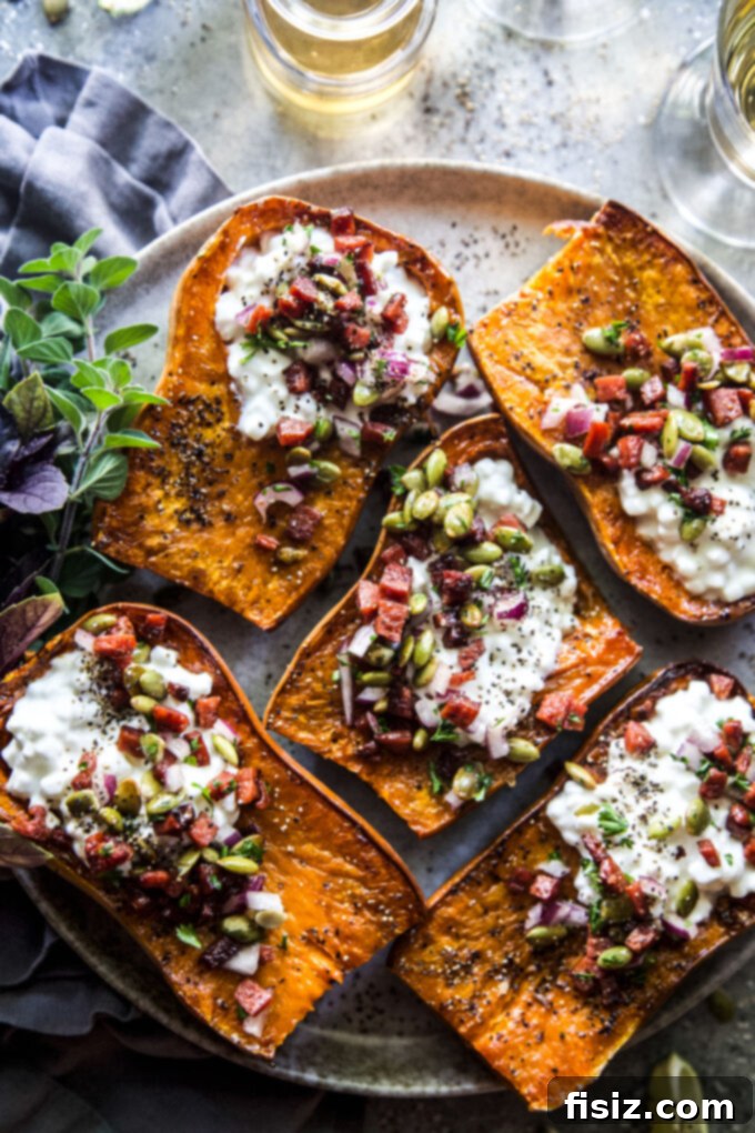 Golden Honeynut Squash with Creamy Cottage and Crispy Chorizo 7 A serving of Roasted Honeynut Squash with Cottage Cheese & Chorizo Crisp, ready to eat