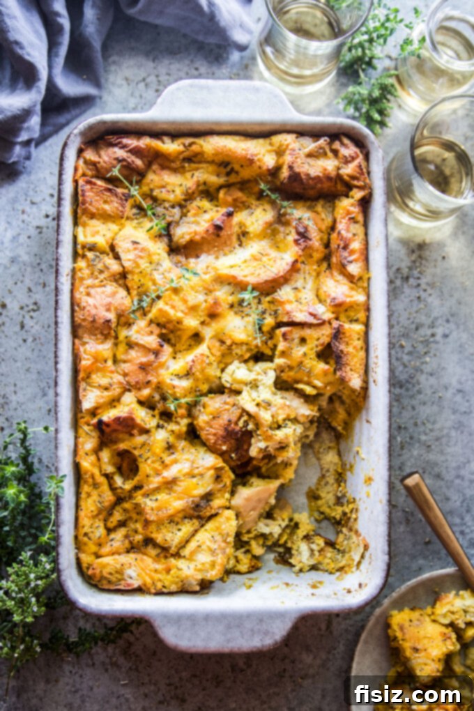 Golden Pumpkin and Smoky Cheddar Strata 9 Beautifully plated slice of Pumpkin and Smoked Cheddar Strata