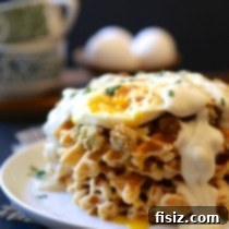 Stuffing Waffles: The Ultimate Thanksgiving Leftover Reinvention 3 leftover thanksgiving brunch waffles with fried egg & gravy