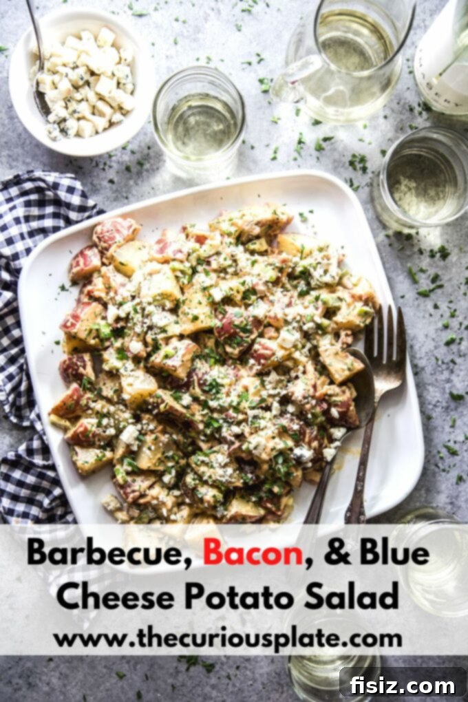 Loaded BBQ Bacon Blue Potato Salad 11 Finished Barbecue, Bacon, and Blue Cheese Potato Salad, ready to enjoy
