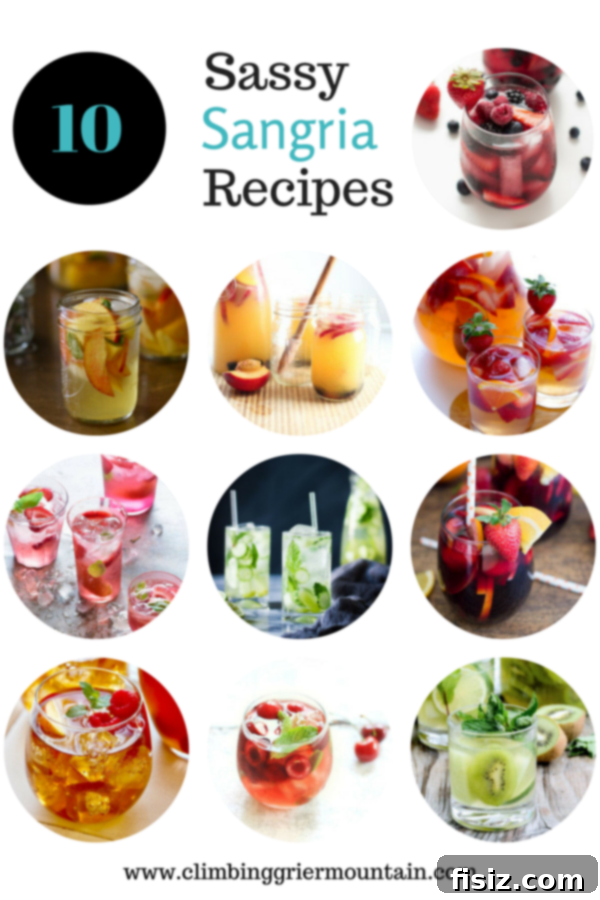 Vibrant assortment of sangria drinks in various glasses, featuring fresh fruit