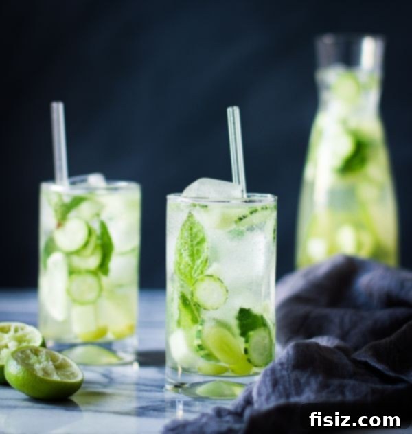 Unique Sangria Verde with Vinho Verde and cucumber slices