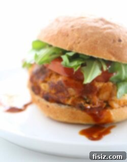 Smoky BBQ Chickpea Burgers 2 Finished Barbecue Chickpea Burger ready to serve