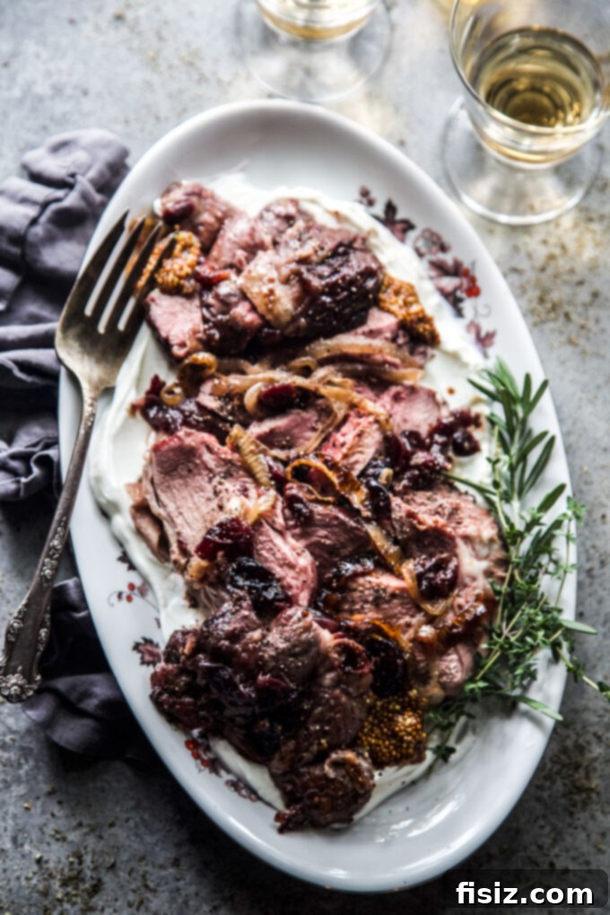 Oven-Roasted Boneless American Lamb Leg with Cranberry-Mustard Glaze
Lamb Roast with Cranberry-Mustard: An American Classic 2 Oven Roasted Boneless Leg of American Lamb with Cranberry-Mustard Glaze
