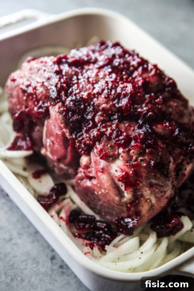 Oven-Roasted Boneless American Lamb Leg with Cranberry-Mustard Glaze
Lamb Roast with Cranberry-Mustard: An American Classic 6 Leg of Lamb with Cranberry Glaze