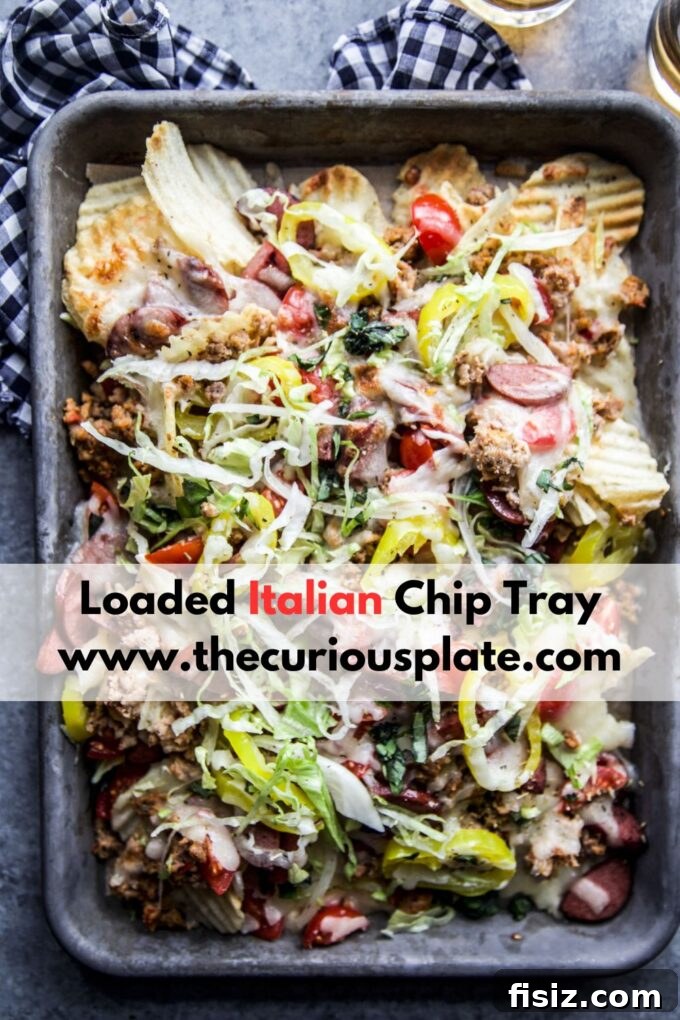 Loaded Italian Nacho Tray: Classic Antipasto Chips with Salami & Mozzarella 11 Loaded Italian Chip Tray