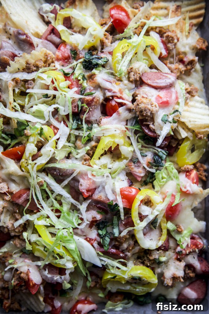 Loaded Italian Nacho Tray: Classic Antipasto Chips with Salami & Mozzarella 3 Loaded Italian chip tray