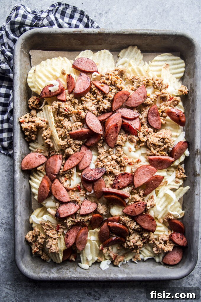 Loaded Italian Nacho Tray: Classic Antipasto Chips with Salami & Mozzarella 5 tray with chips, chicken and sausage