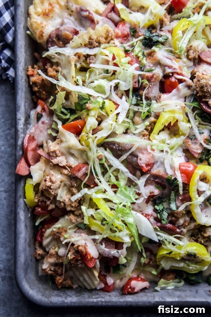 Loaded Italian Nacho Tray: Classic Antipasto Chips with Salami & Mozzarella 7 Loaded Italian chip tray